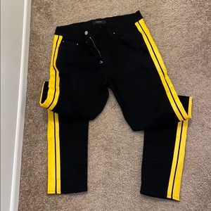 Men’s Black/ Yellow Skinny AMIRI Jeans Sz 34